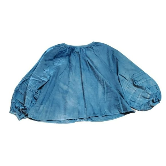 Levi's Women's Blue Chambray Tie Dye Blouse Size XL Distressed Acid Washed - Picture 4 of 5